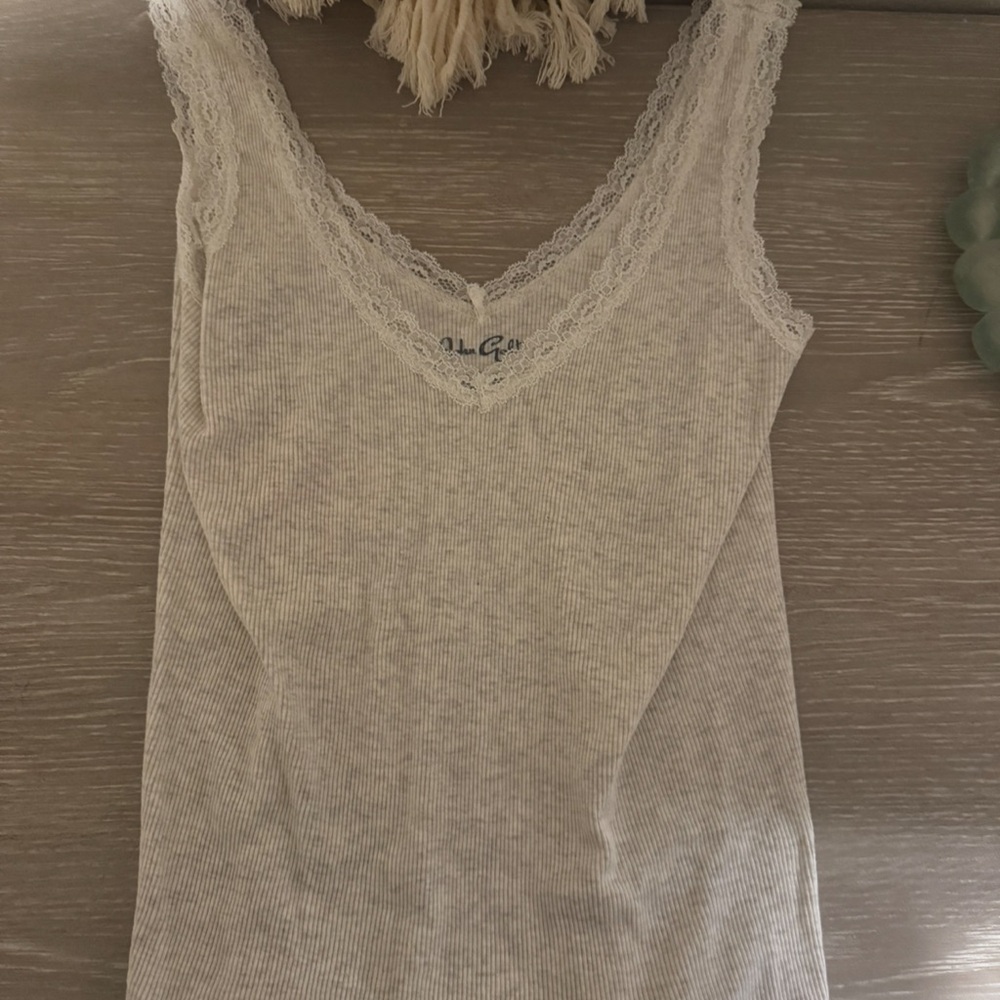 Brandy Melville Cream Lace Trim Tank Top